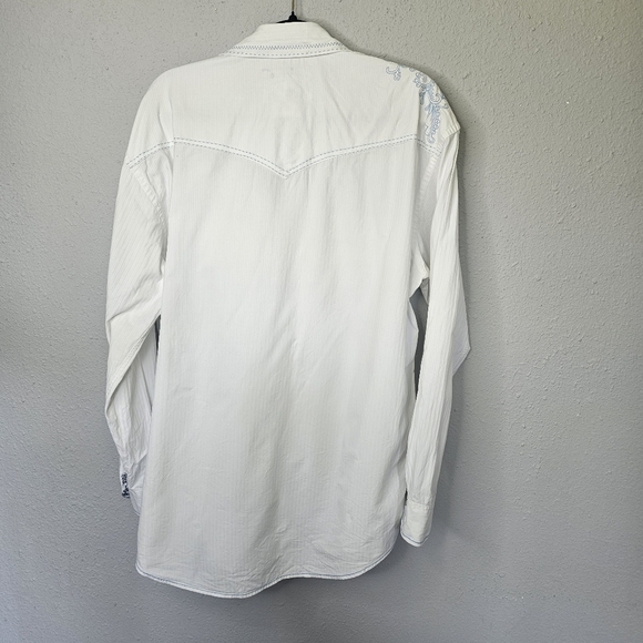 Rough Stock Panhandle Slim Western Embroidered Womens L Long Sleeve  Pearl *FLAW - Picture 9 of 16